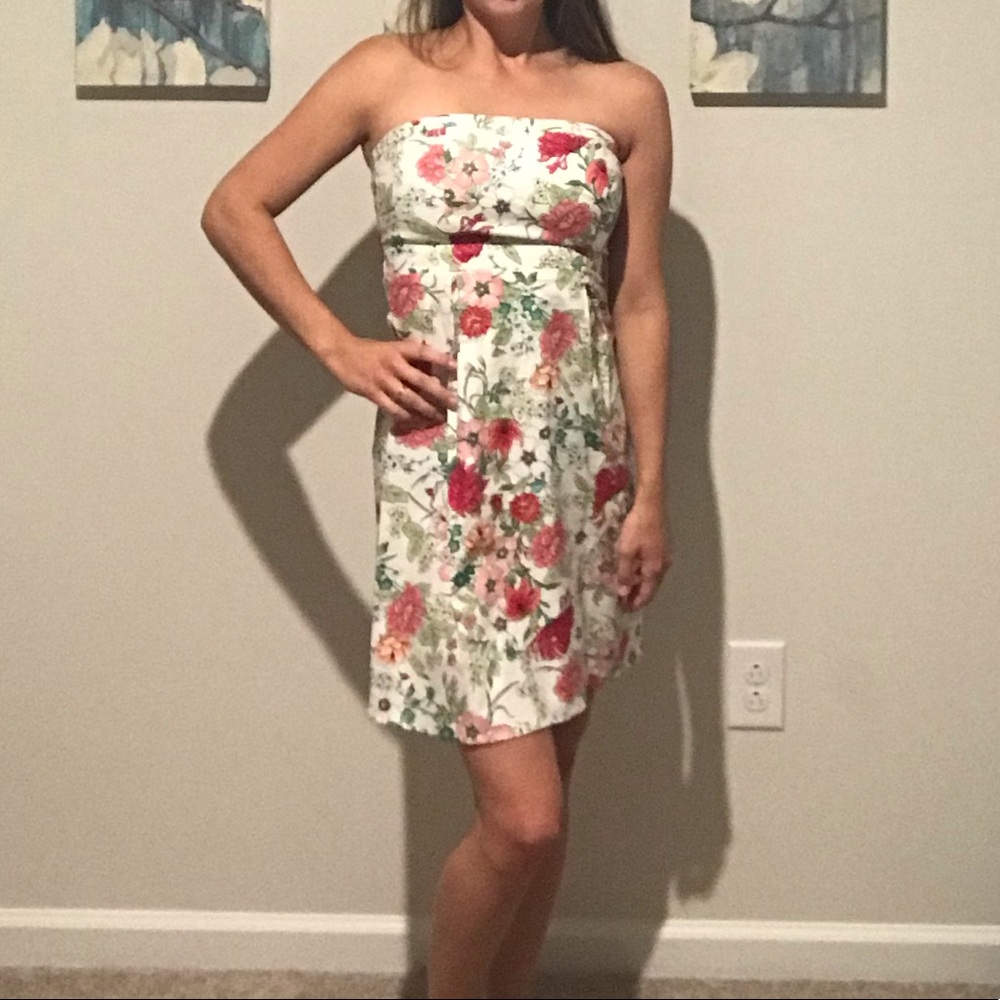 Strapless Floral Dress